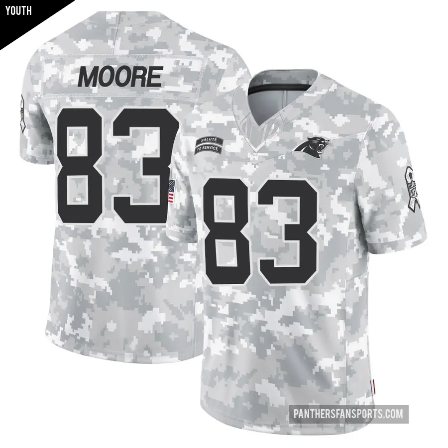 Youth Carolina Panthers ＃83 David Moore Arctic Camo Limited 2024 Salute to Service Jersey