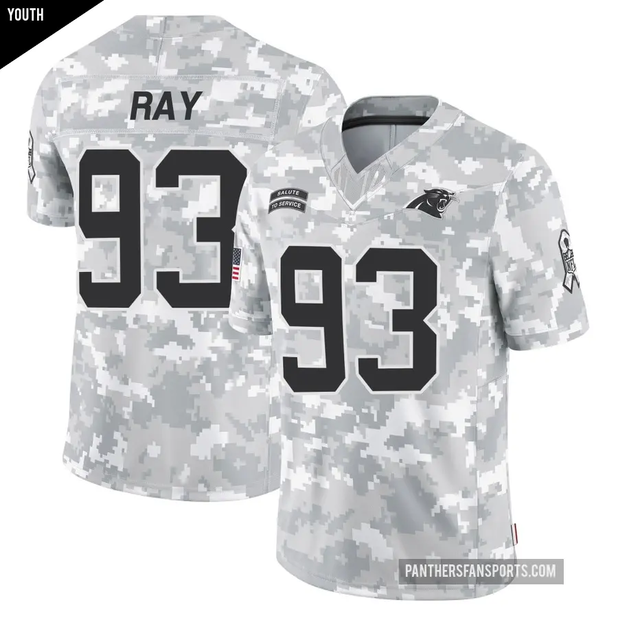 Youth Carolina Panthers ＃93 LaBryan Ray Arctic Camo Limited 2024 Salute to Service Jersey