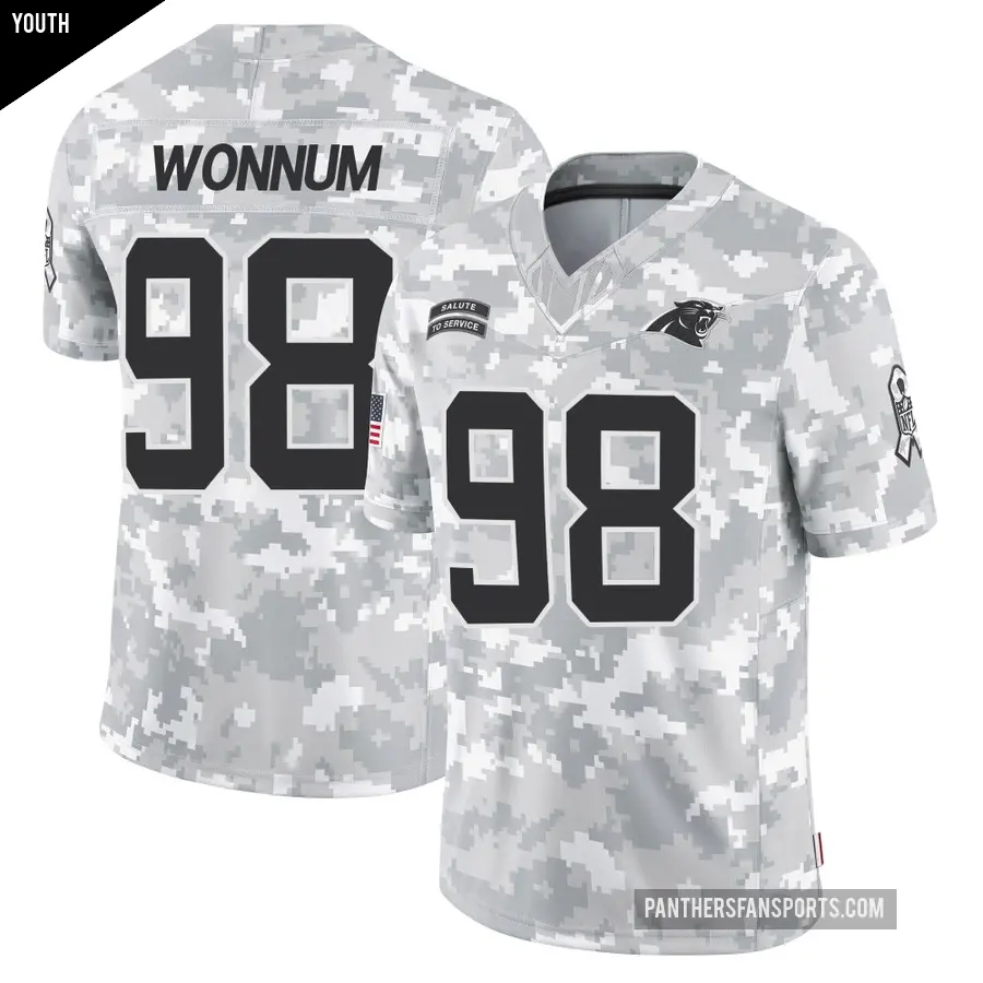 Youth Carolina Panthers ＃98 D.J. Wonnum Arctic Camo Limited 2024 Salute to Service Jersey